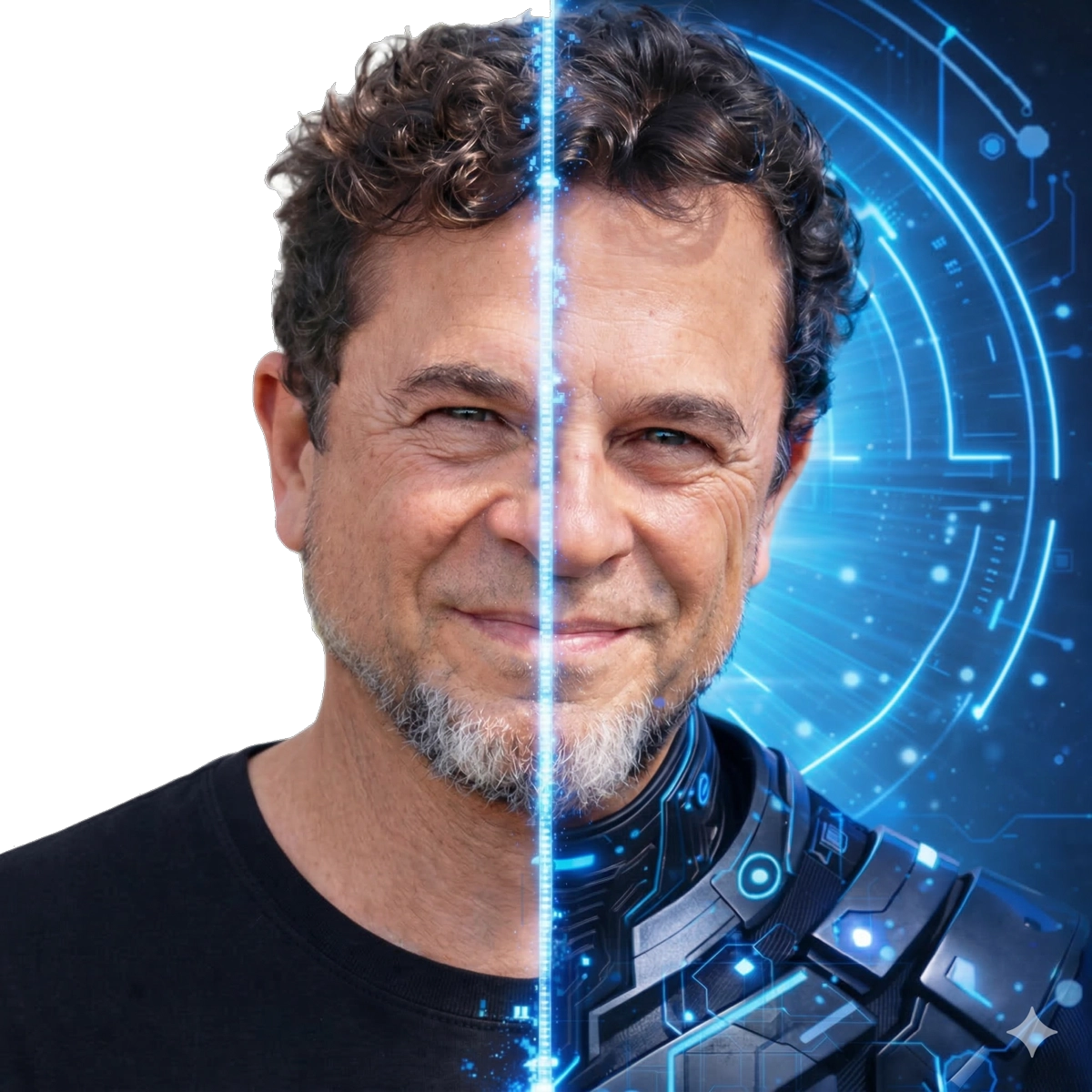 Retrato de Paulo Alvim integrado à estética visual do IAl6